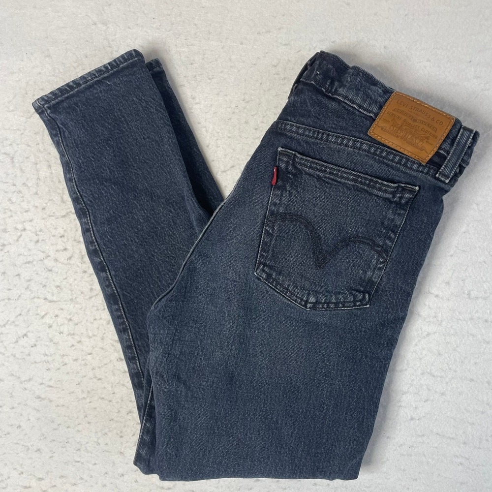 Levi's Wedgie Straight Jeans 29 Black Denim High Rise Premium Straight Leg